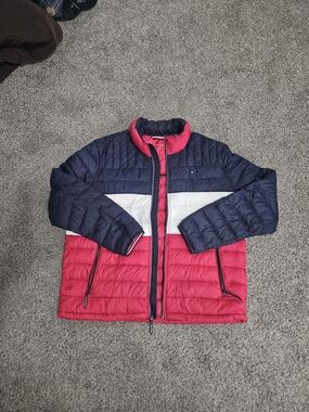 Tommy Hilfiger Navy, White & Red Puffer Jacket